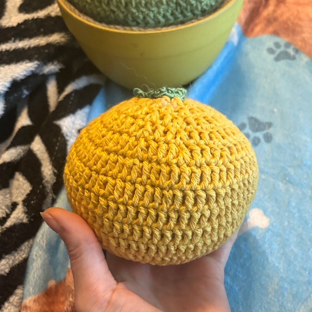 Handcrafted Yellow Crochet Stuffed Grapefruit